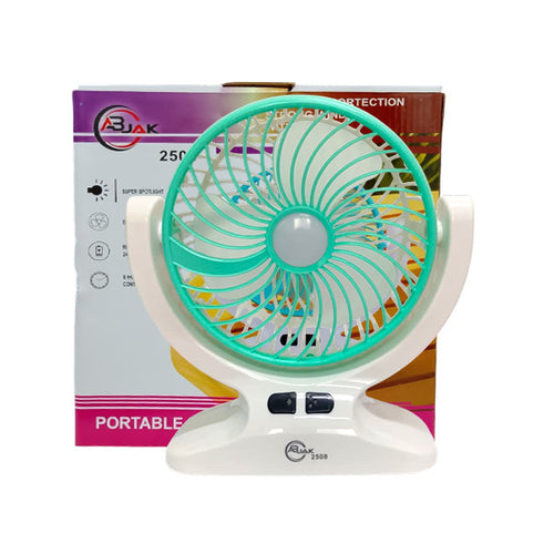 AbJak 2508 Rechargeable Fan with LED Light