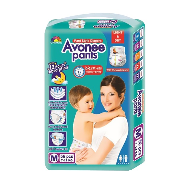 Avonee Baby Pants  M (7-12 kg) 56 pcs