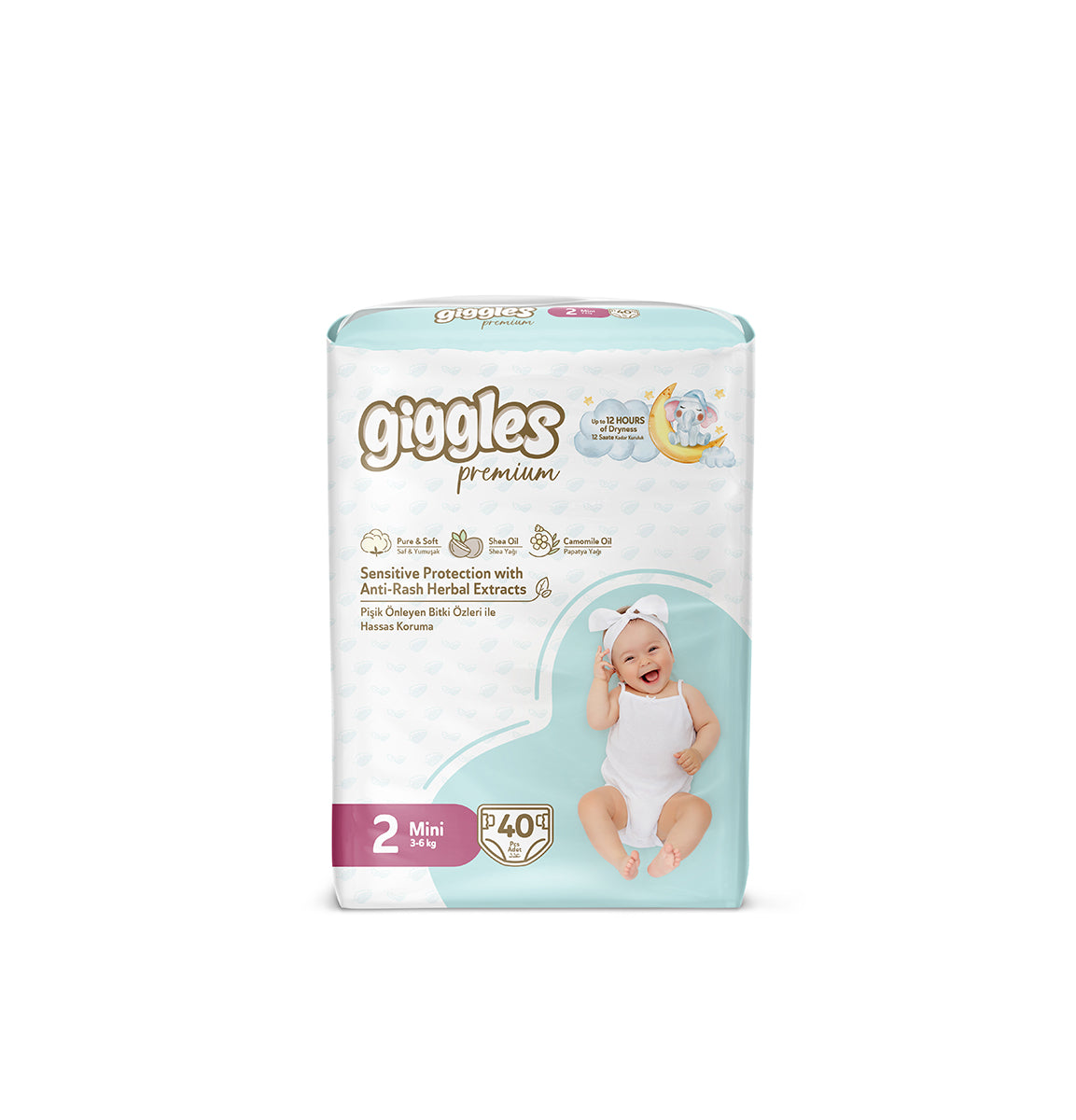 Giggles Premium Baby Diaper 2 Mini 3-6 Kg 40 Pcs