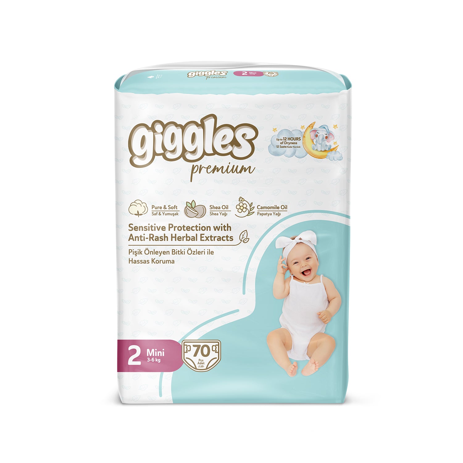 Giggles Premium Baby Diaper 2 Mini 3-6 Kg 70 Pcs