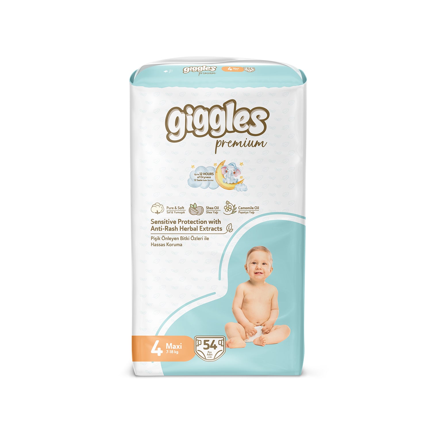 Giggles Premium Baby Diaper 4 Maxi 7-18 Kg 54 Pcs