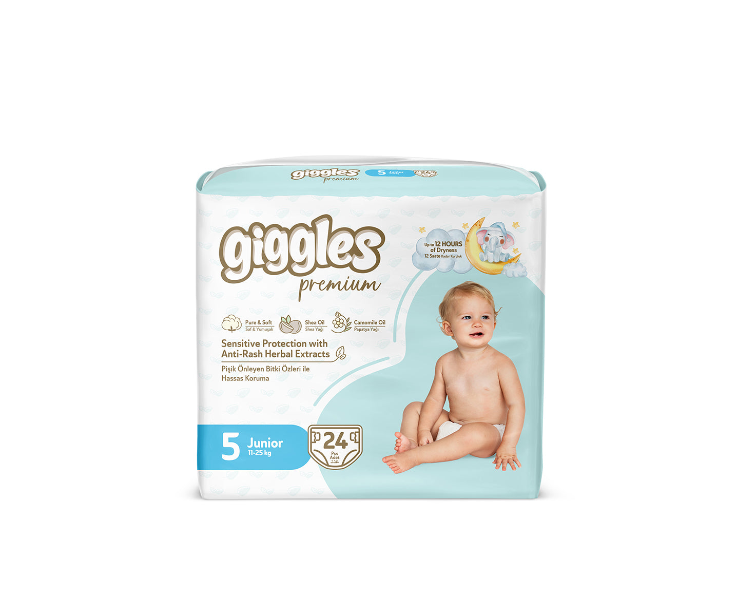 Giggles Premium Baby Diaper 5 Junior 11-25 Kg 24 Pcs