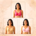 Comfortable Regular Use Indian Soft Cotton Guddi Bra 3 Pcs Combo