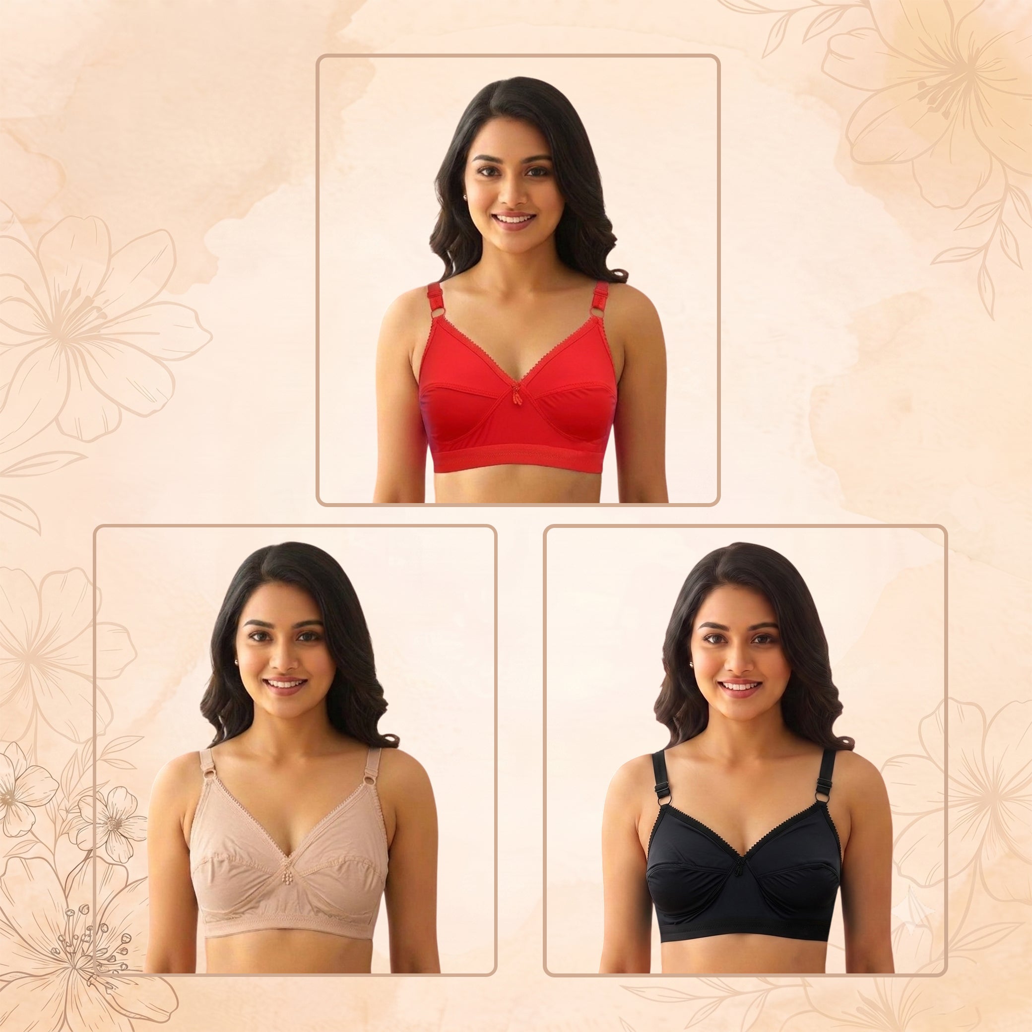 Like Me Fashion Seamless (Lilian) Bra 3 Pcs Combo.