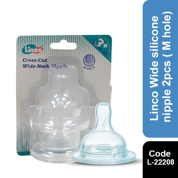 Linco Wide silicone nipple 2pcs ( M hole) L-22208