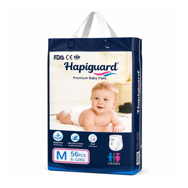 Hapiguard Ultra Thin Q Shape Baby Pants 6-12Kg M 56 Pcs
