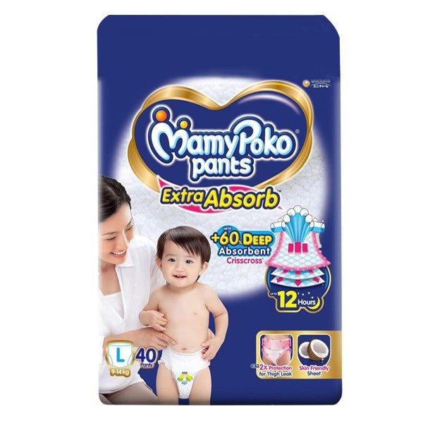 MamyPoko Pants Diaper Extra Absorb Pant L (9-14 kg) 40 pcs