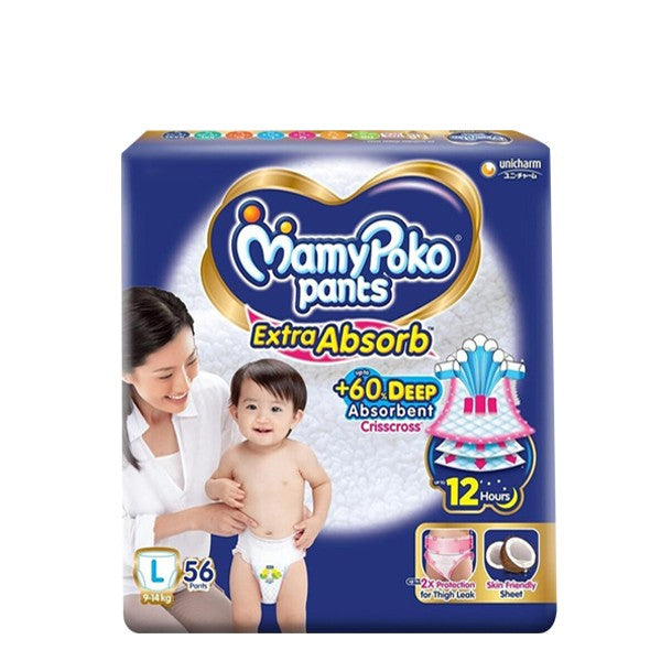 MamyPoko Pants Diaper Extra Absorb Pant L (9-14 kg) 56 pcs