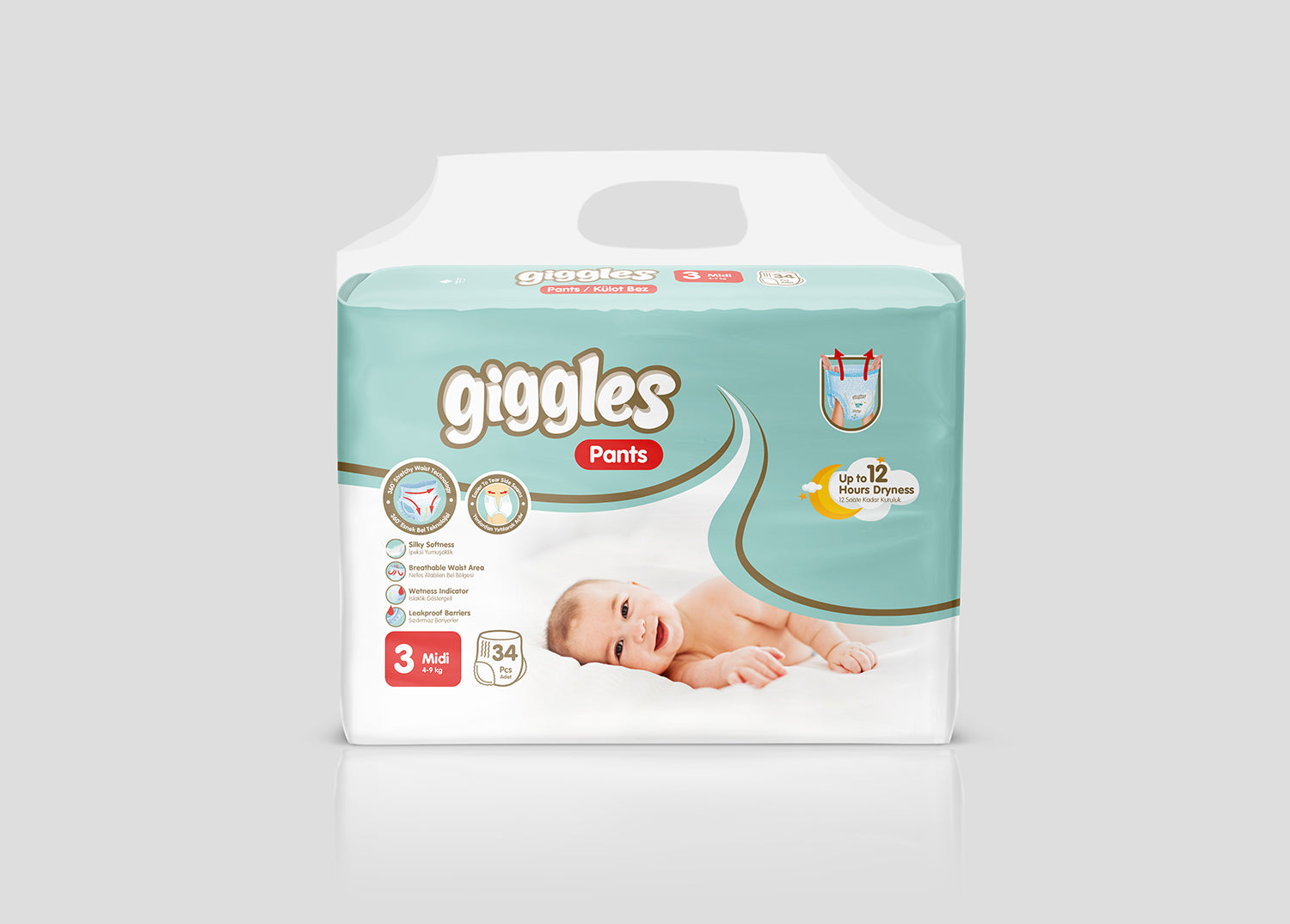 Giggles Baby Pants 3 Midi 4-9 Kg 34 Pcs