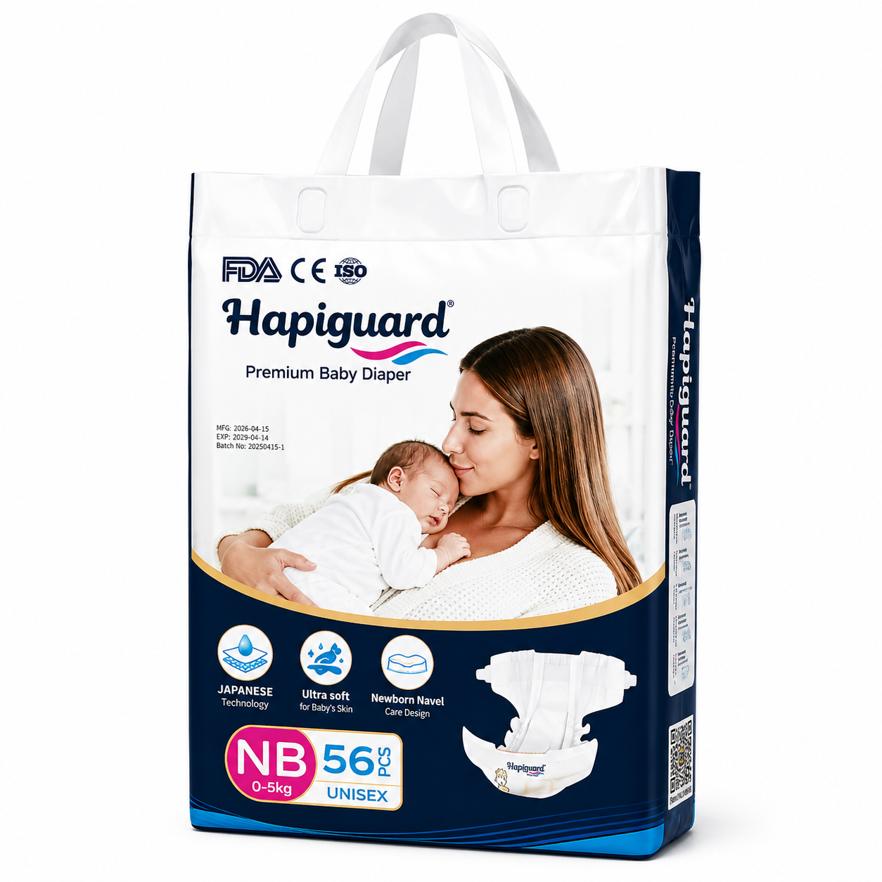 Hapiguard Premium Ultra Soft,0-5Kg,NB, 56Pcs